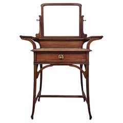 Art Nouveau Dressing or Vanity Table with a Mirror, done in solid walnut