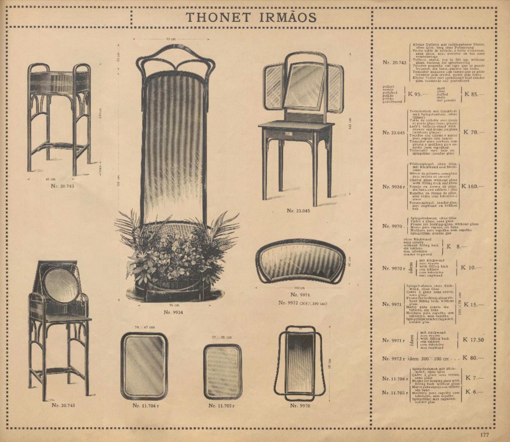 Table de toilette Art Nouveau de Thonet Brothers, modèle 23045 (Vienna, 1910) Bon état - En vente à Wien, AT