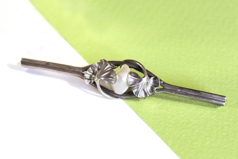 Superbe Broche Art Déco En Argent Sterling Et Perle - Bijou Vintage élégant Et Intemporel