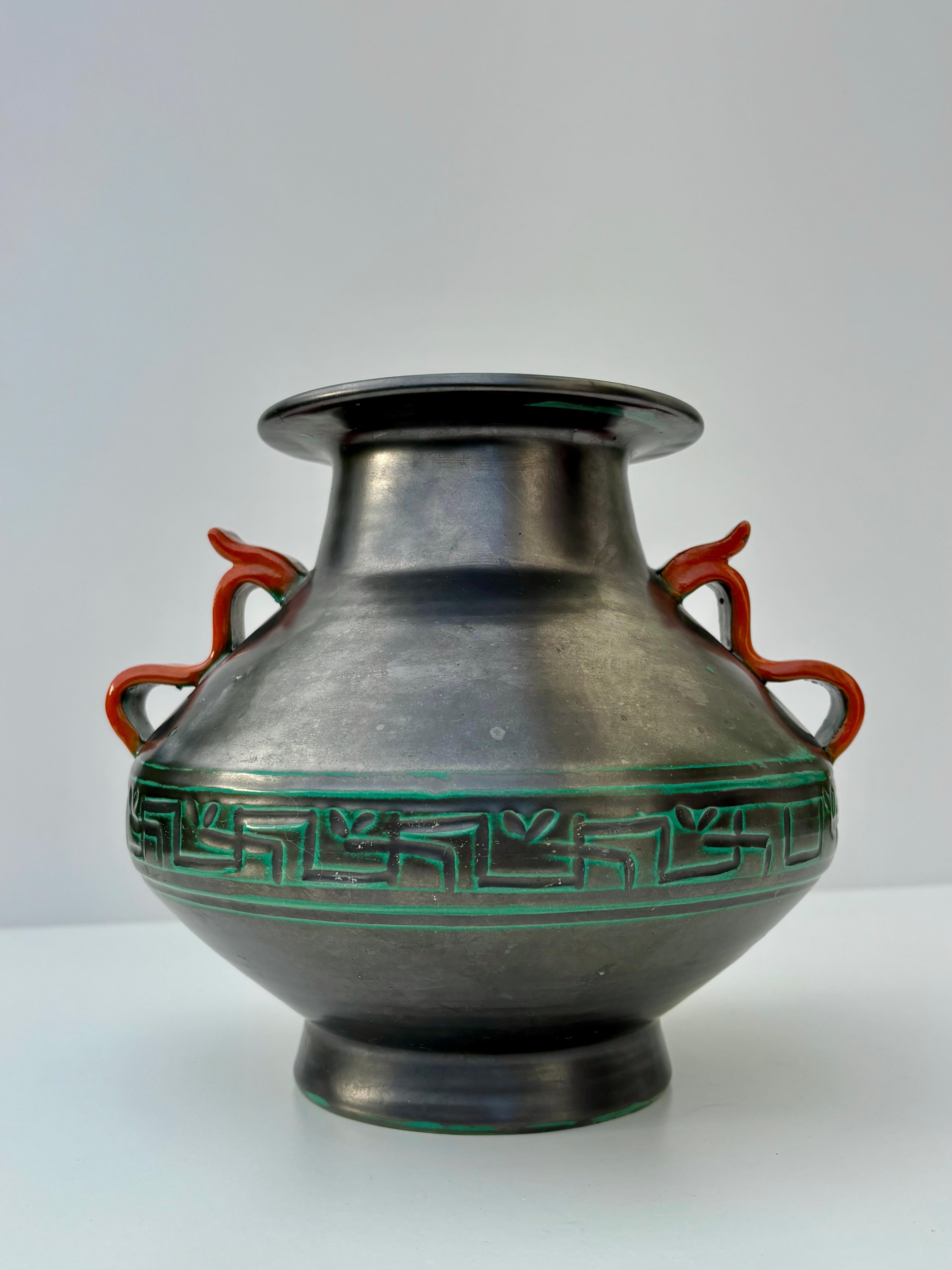 Art Nouveau Earthenware Vase, Upsala Ekeby, Sweden, 1940s For Sale 7