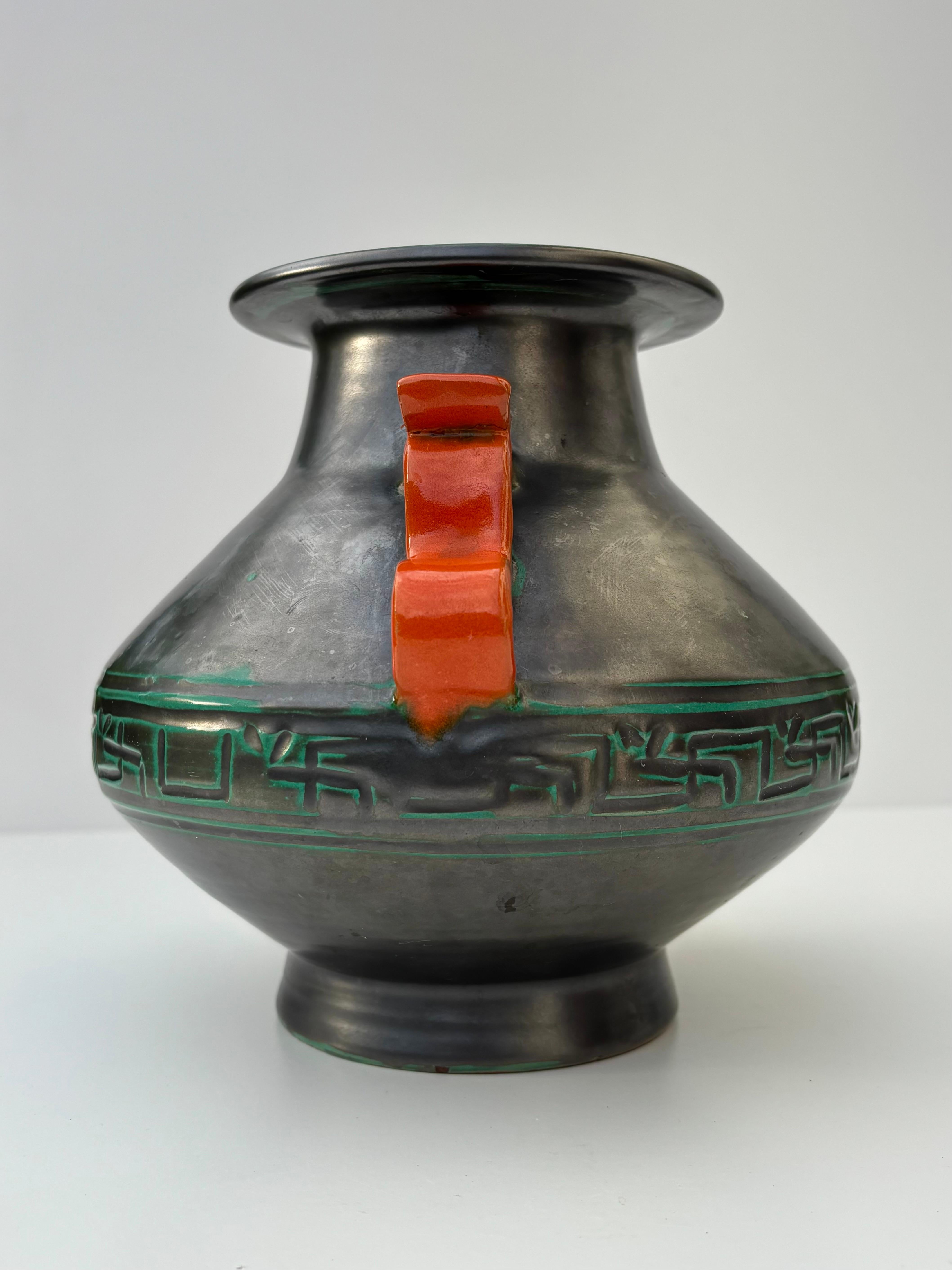 Art Nouveau Earthenware Vase, Upsala Ekeby, Sweden, 1940s In Good Condition For Sale In Copenhagen, DK