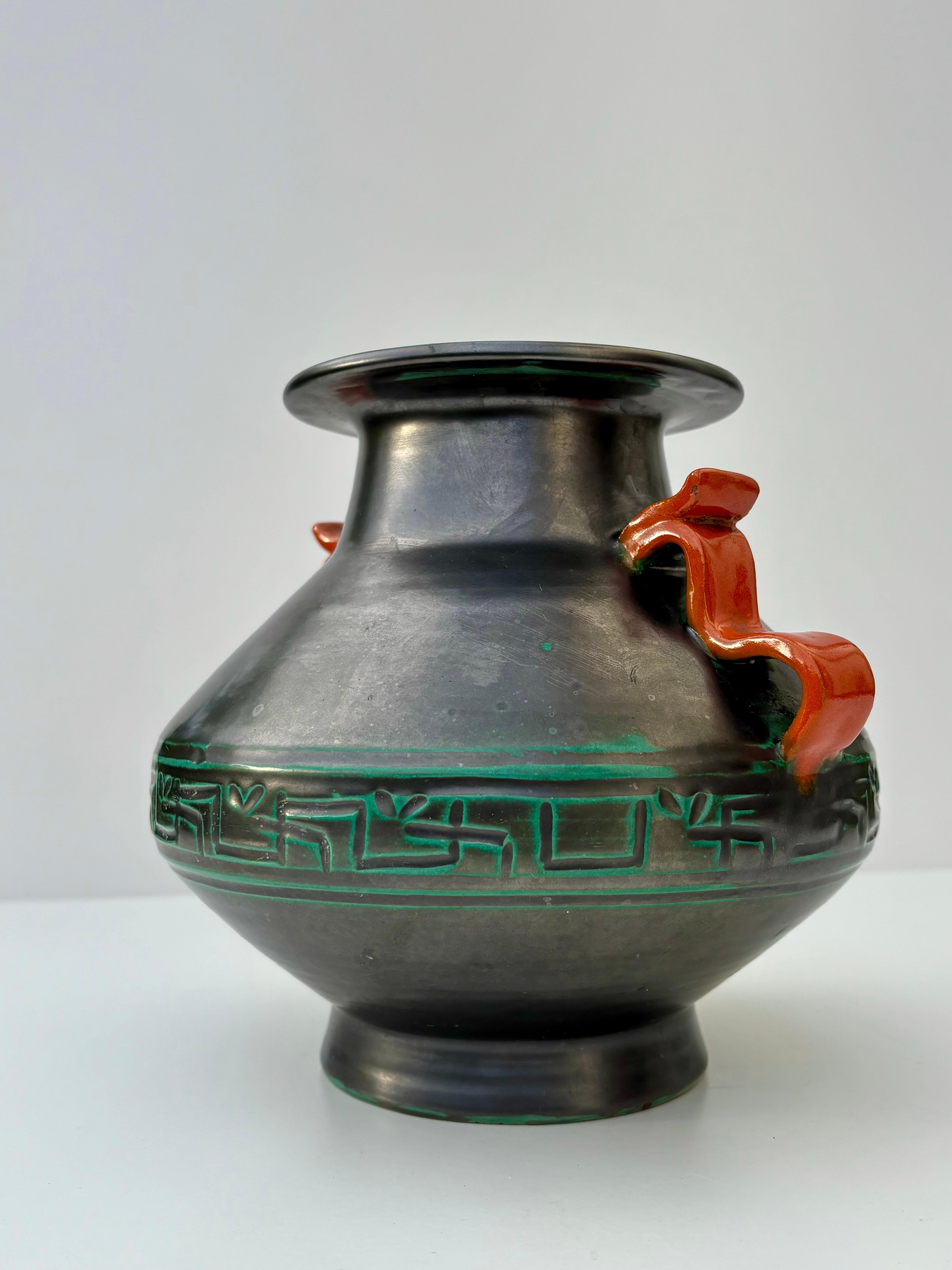 20th Century Art Nouveau Earthenware Vase, Upsala Ekeby, Sweden, 1940s For Sale