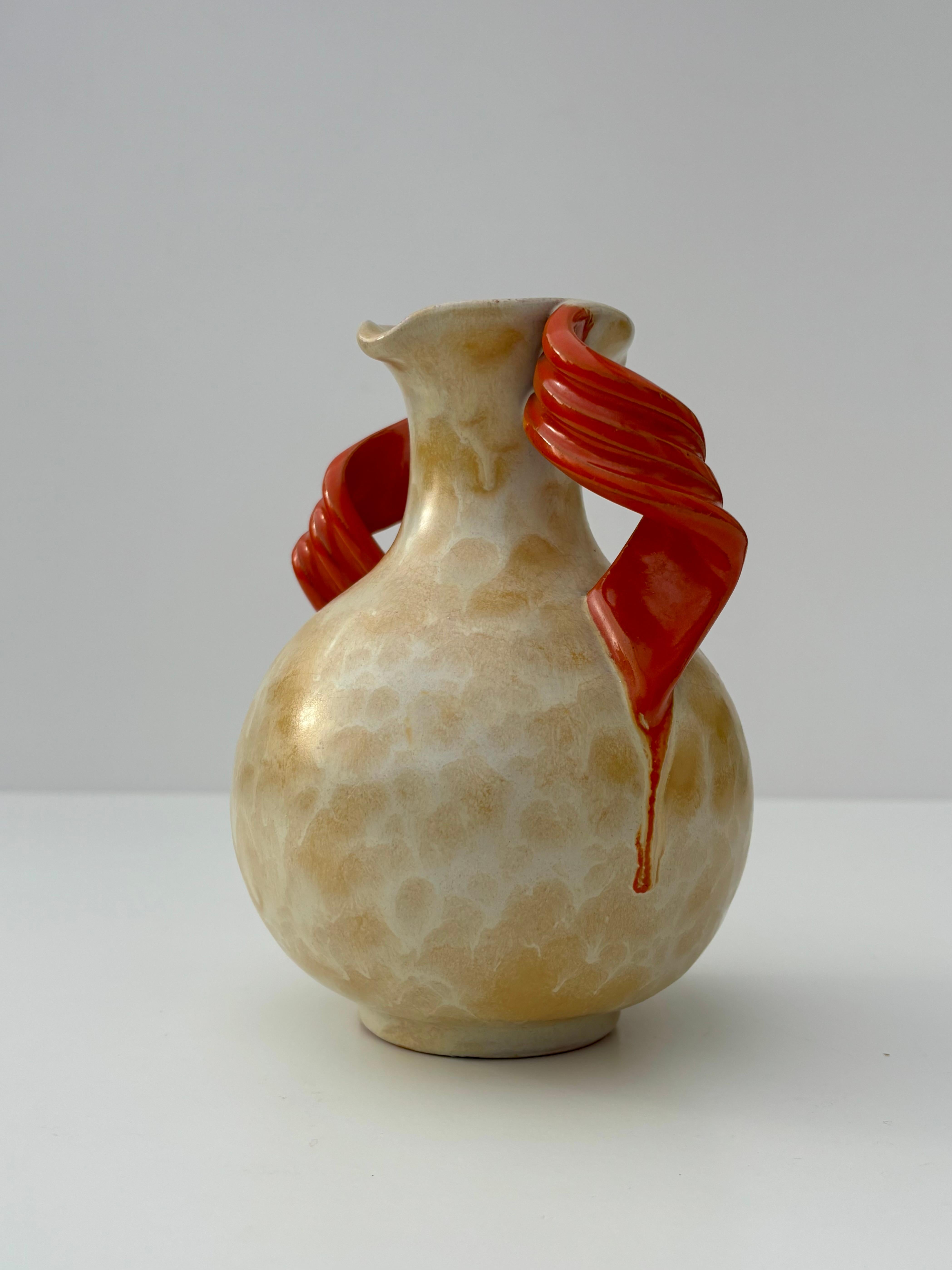 Vaso in terracotta Art Nouveau, Upsala Ekeby, Svezia, anni '40 in vendita 2