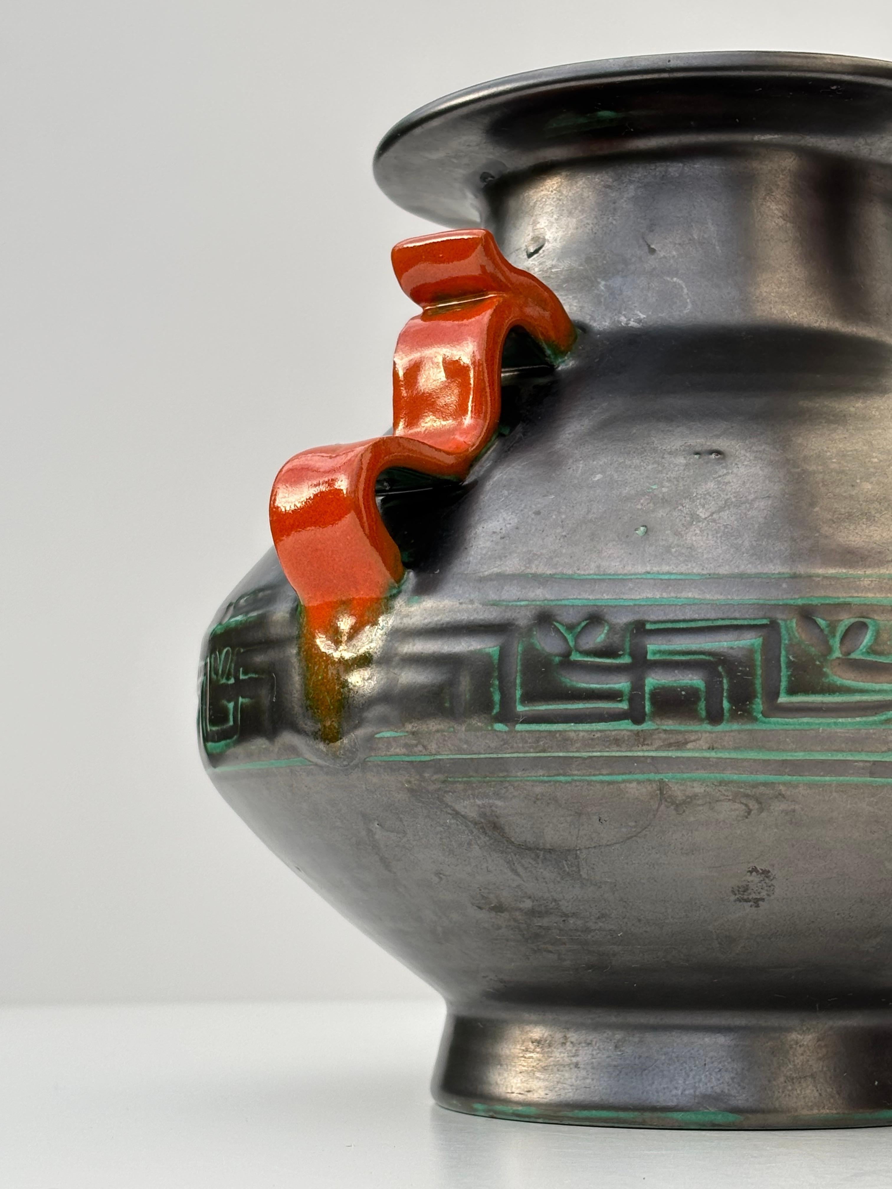 Art Nouveau Earthenware Vase, Upsala Ekeby, Sweden, 1940s For Sale 2