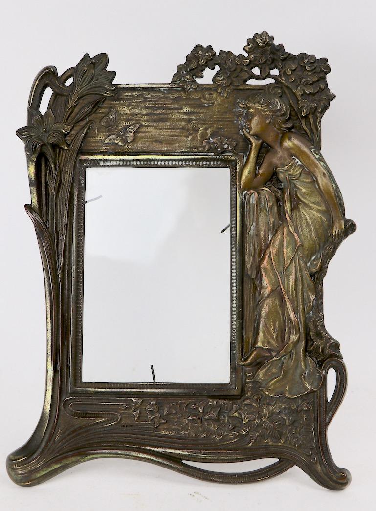 Art Nouveau Easel Frame with Female Figure In Good Condition In New York, NY