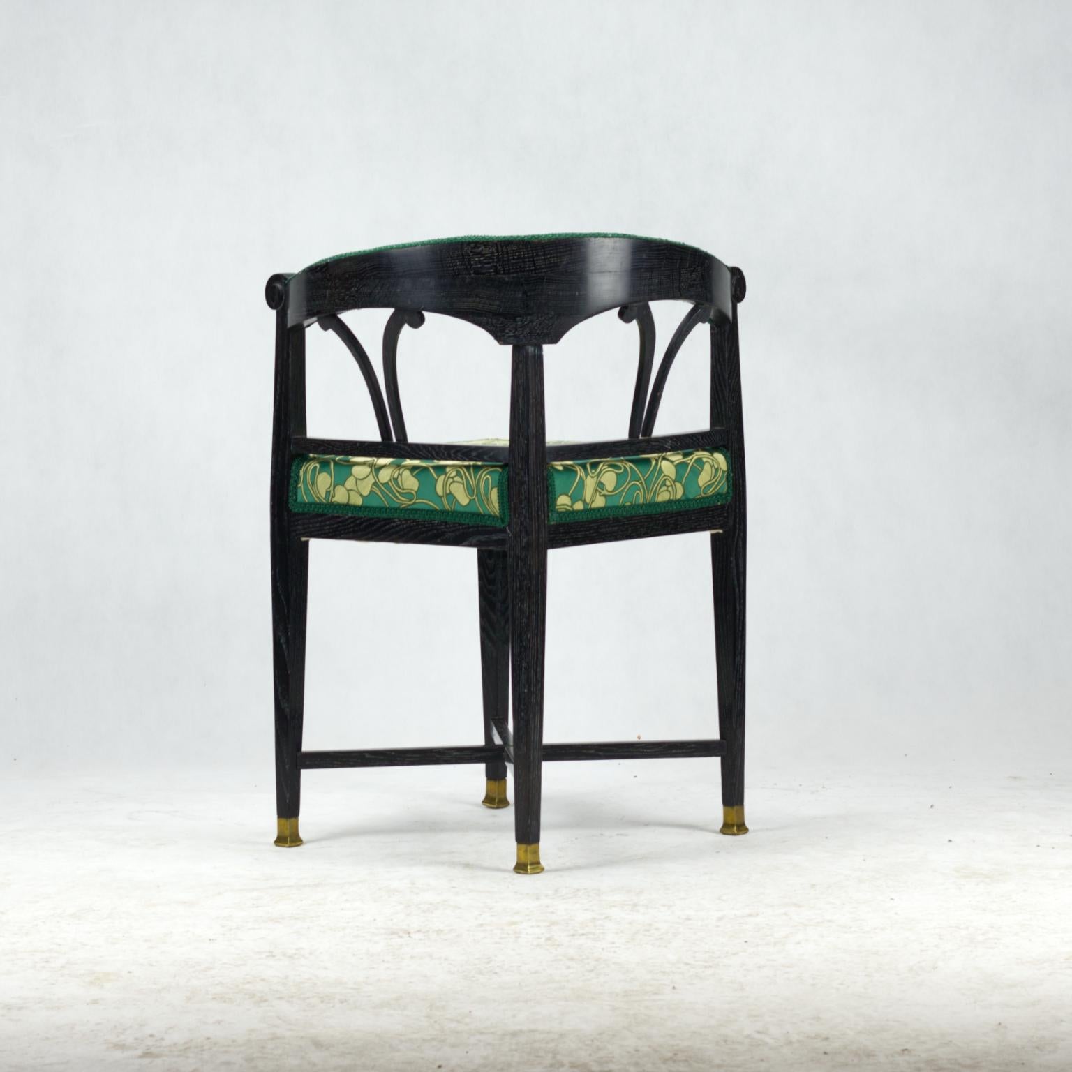 Vienna Secession Art Nouveau Ebonized Corner Chair, circa 1900 For Sale