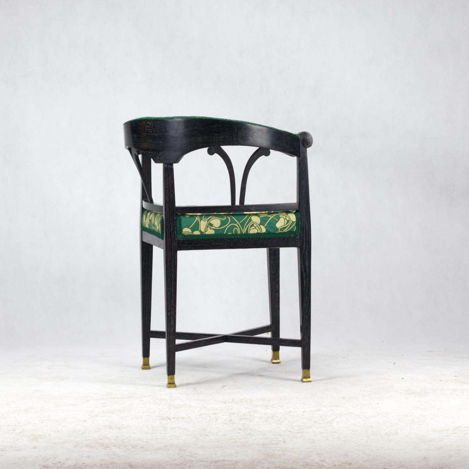 Austrian Art Nouveau Ebonized Corner Chair, circa 1900 For Sale