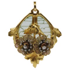 Art nouveau-Stil, aufwändige künstlerische Halskette mit Diamanten und Gold