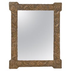 Art Nouveau Embossed Brass mirror 1920s