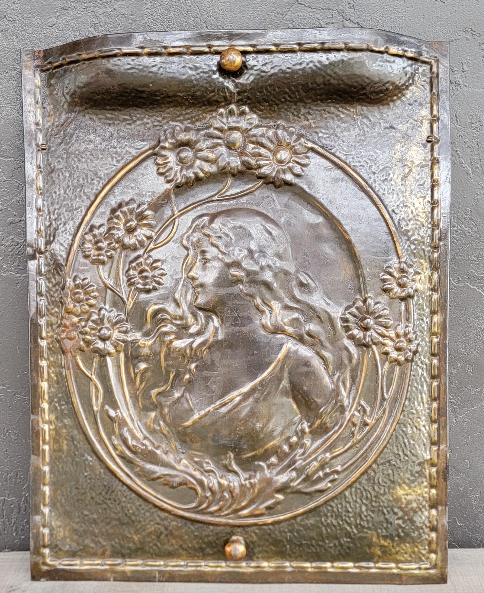 English Art Nouveau Embossed Fire Screen / Wall Art