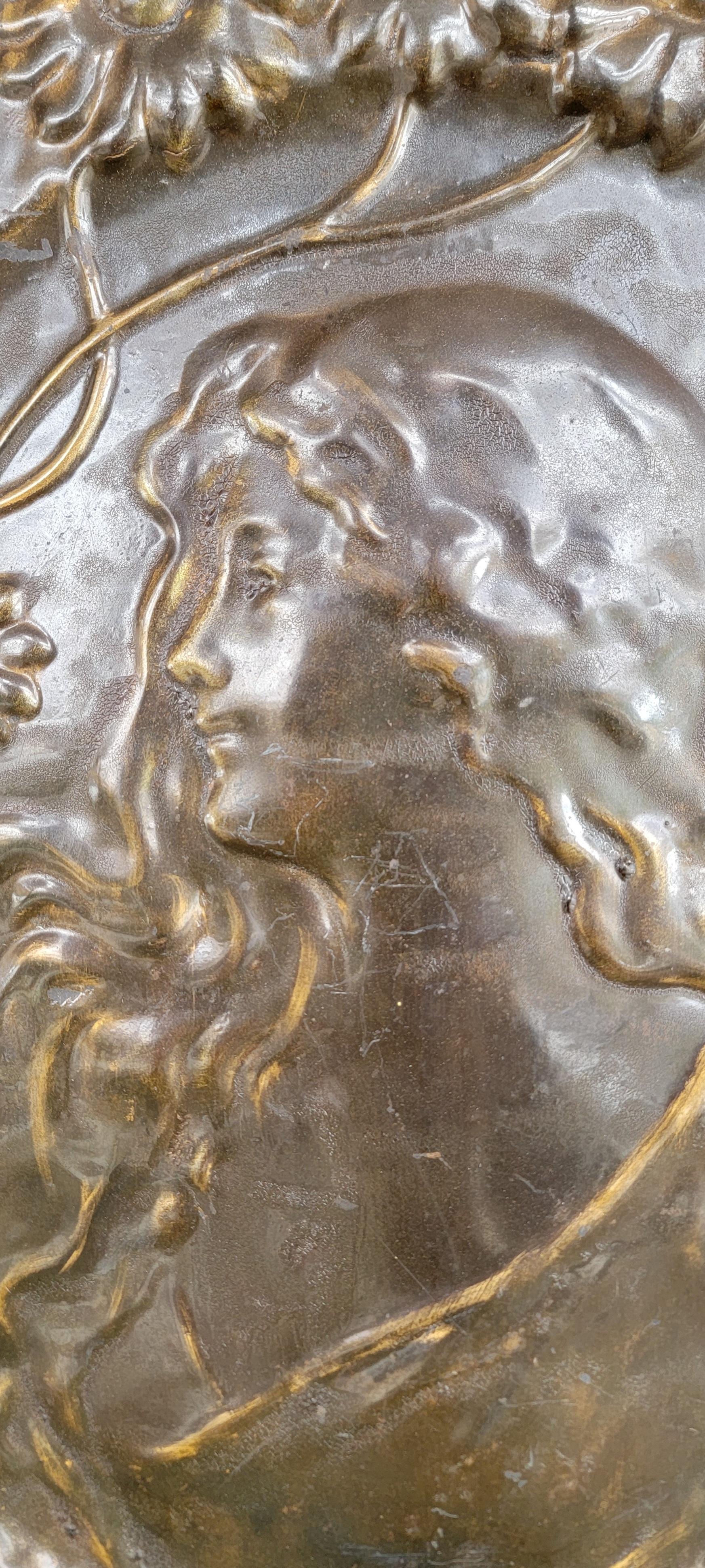 Art Nouveau Embossed Fire Screen / Wall Art In Good Condition In Fulton, CA