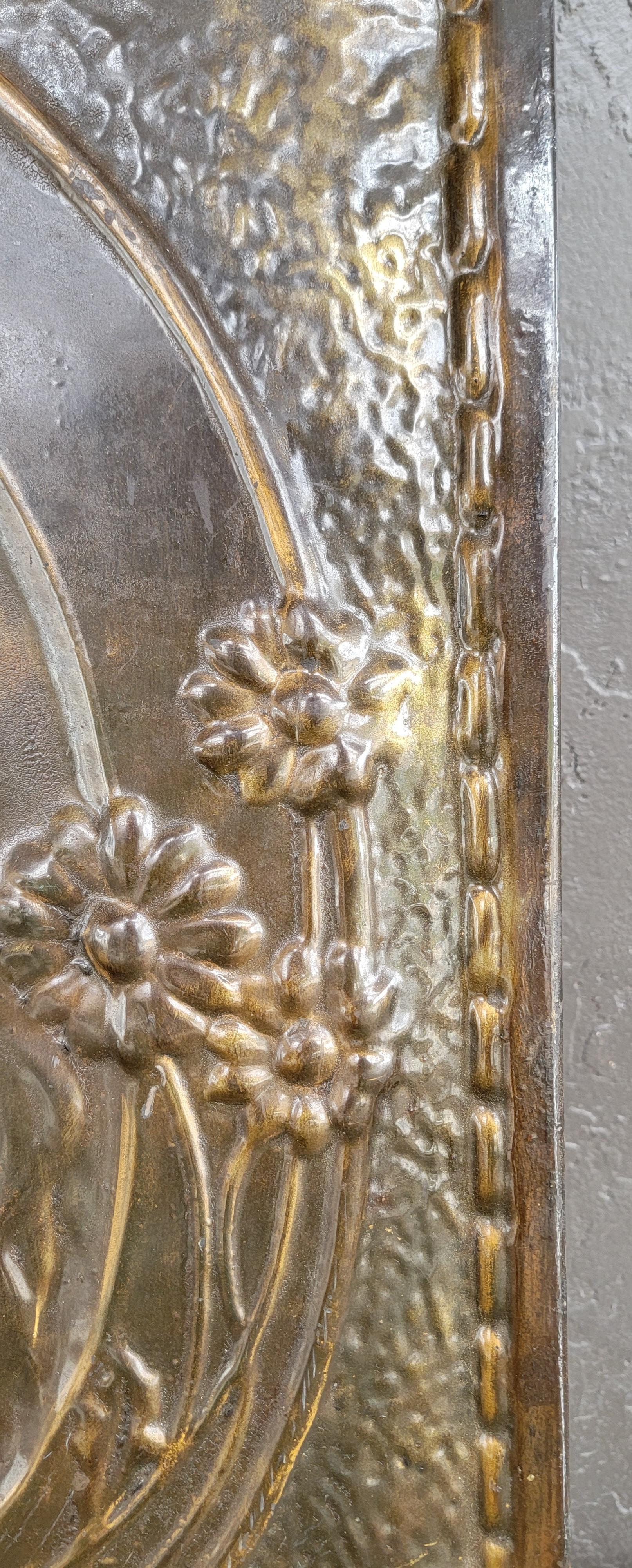 20th Century Art Nouveau Embossed Fire Screen / Wall Art