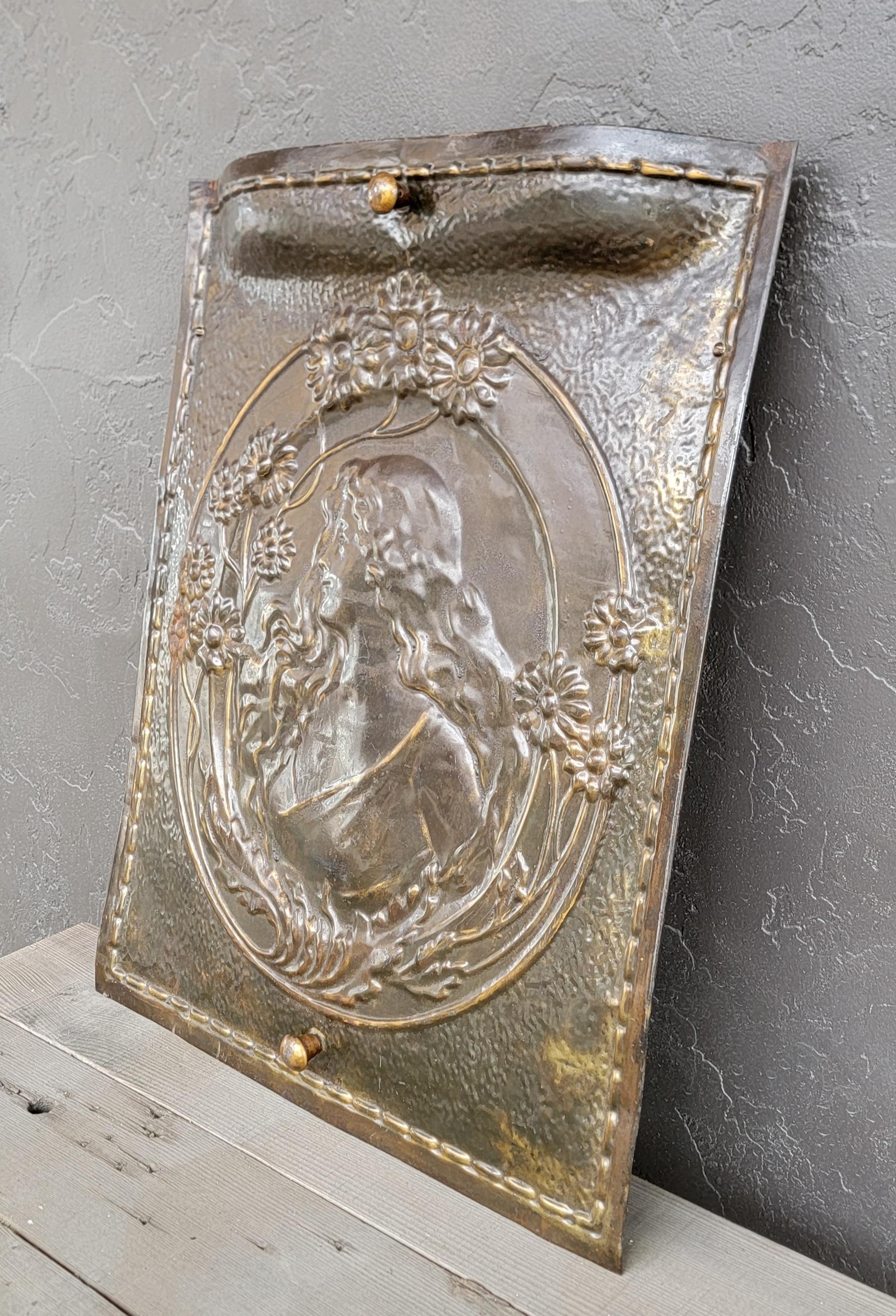 Metal Art Nouveau Embossed Fire Screen / Wall Art