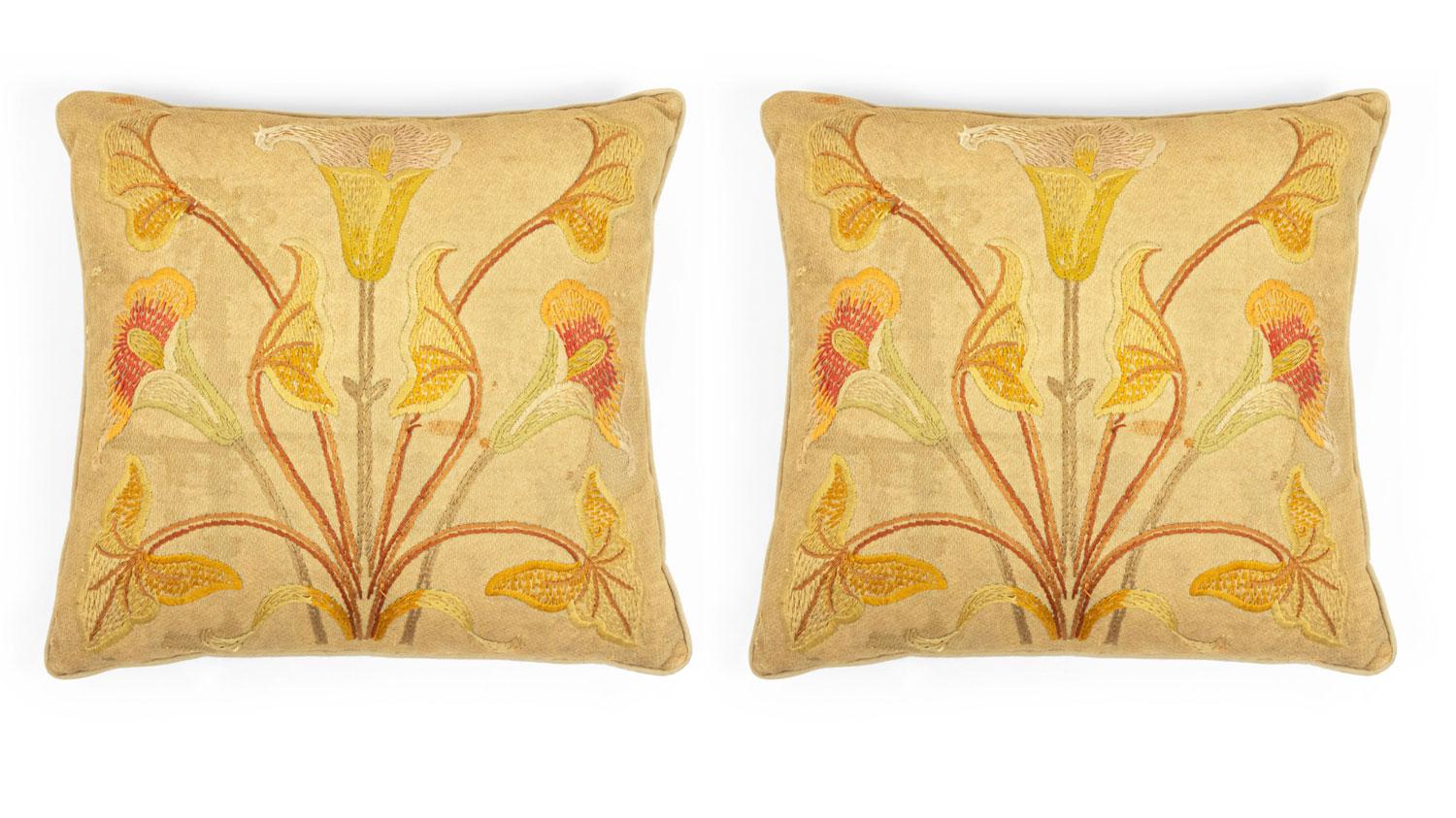 Art Nouveau Embroidered Pillows For Sale