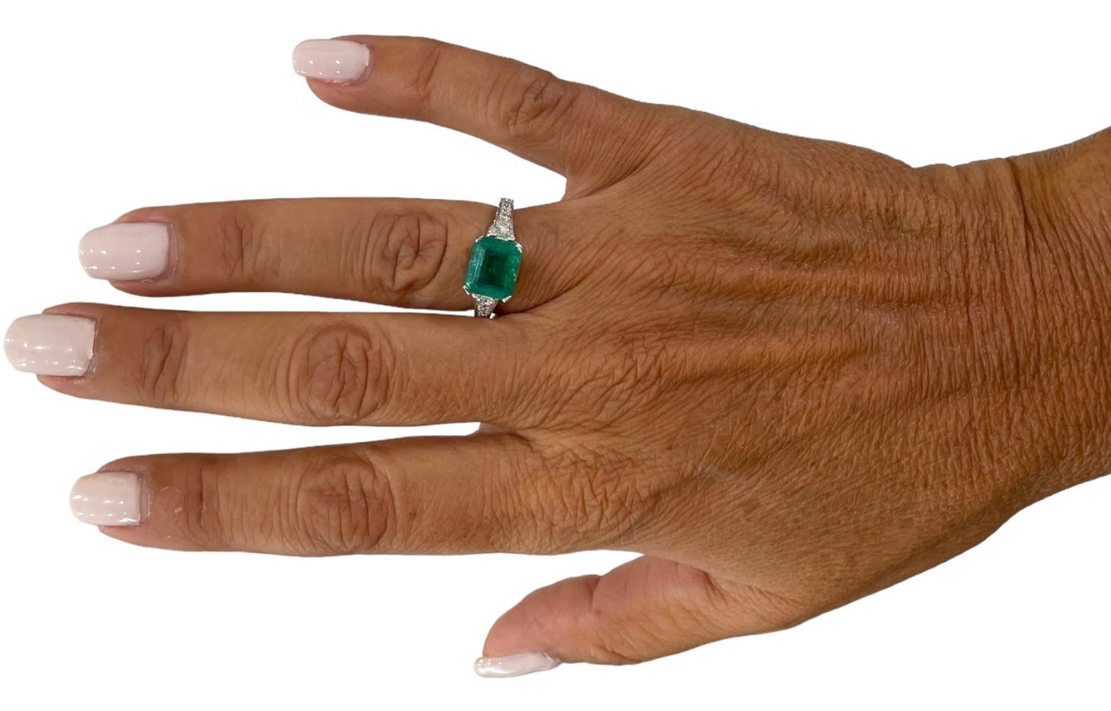 Jugendstil Smaragd-Diamant-Ring im Angebot 5