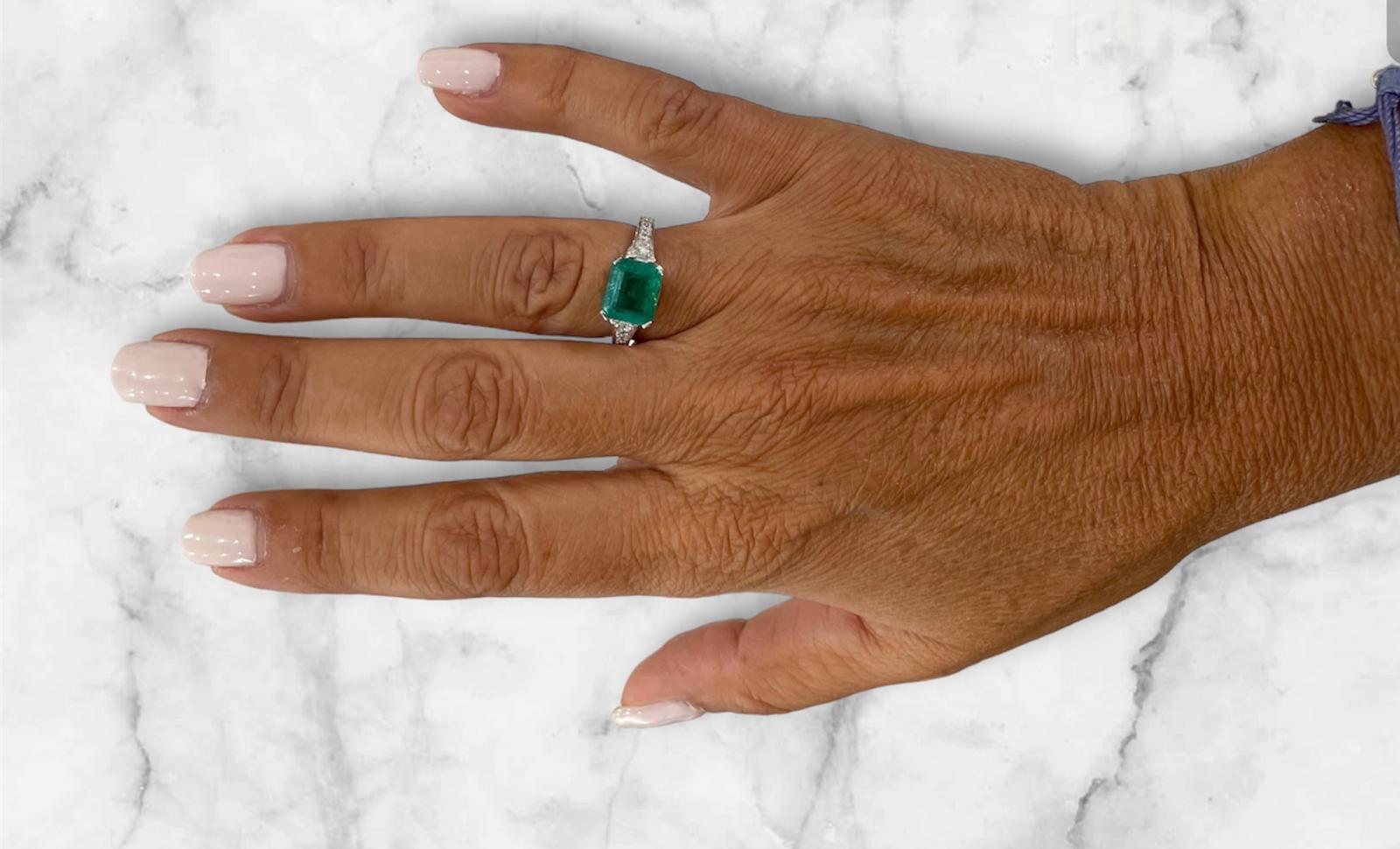 Jugendstil Smaragd-Diamant-Ring im Angebot 6