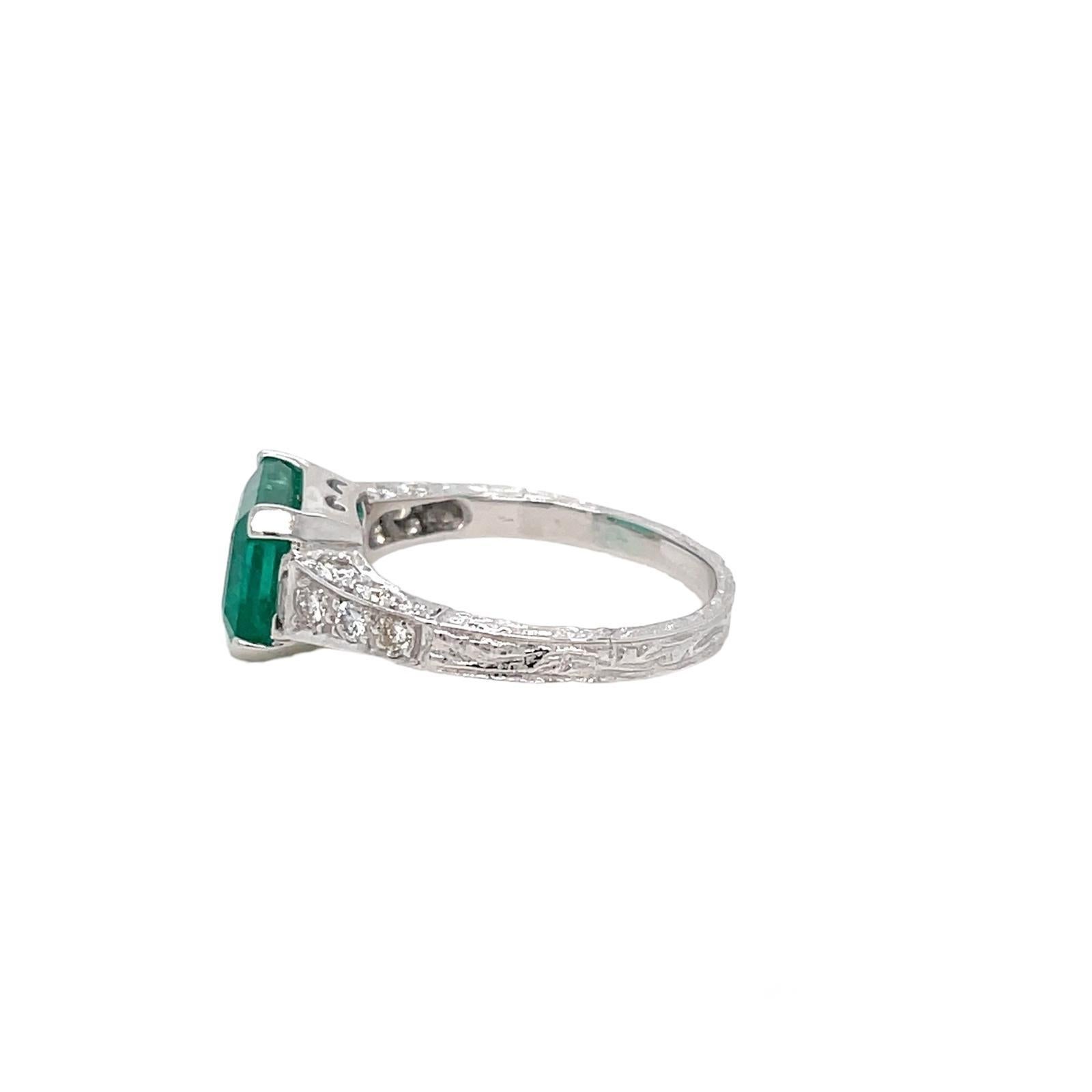 Jugendstil Smaragd-Diamant-Ring im Zustand „Hervorragend“ im Angebot in Napoli, NA