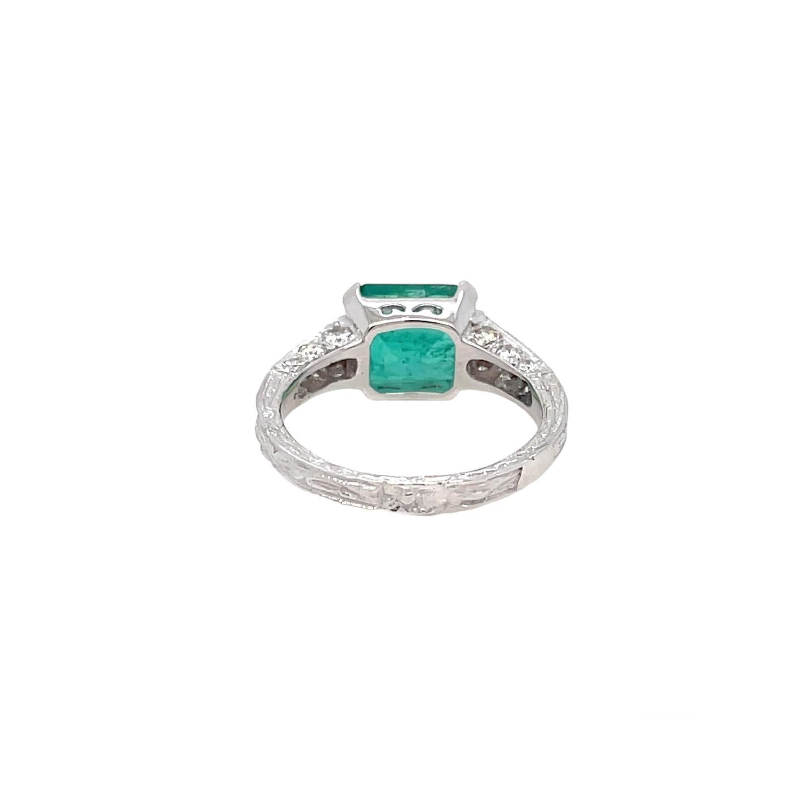 Jugendstil Smaragd-Diamant-Ring im Angebot 1