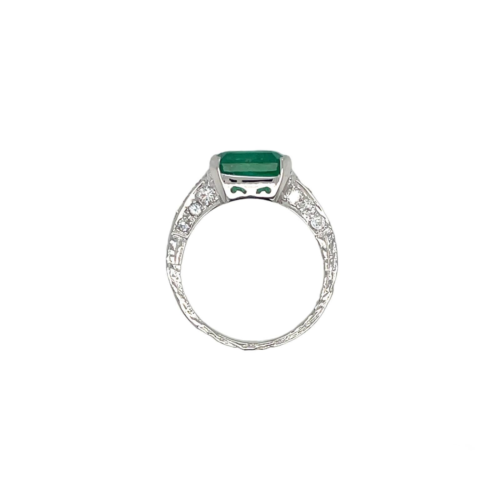 Jugendstil Smaragd-Diamant-Ring im Angebot 3