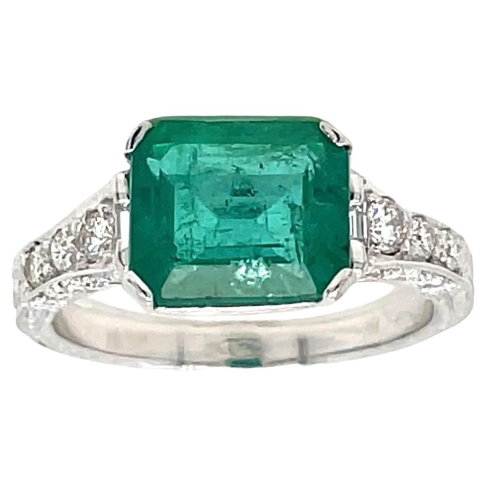 Art Nouveau Emerald Diamond Ring