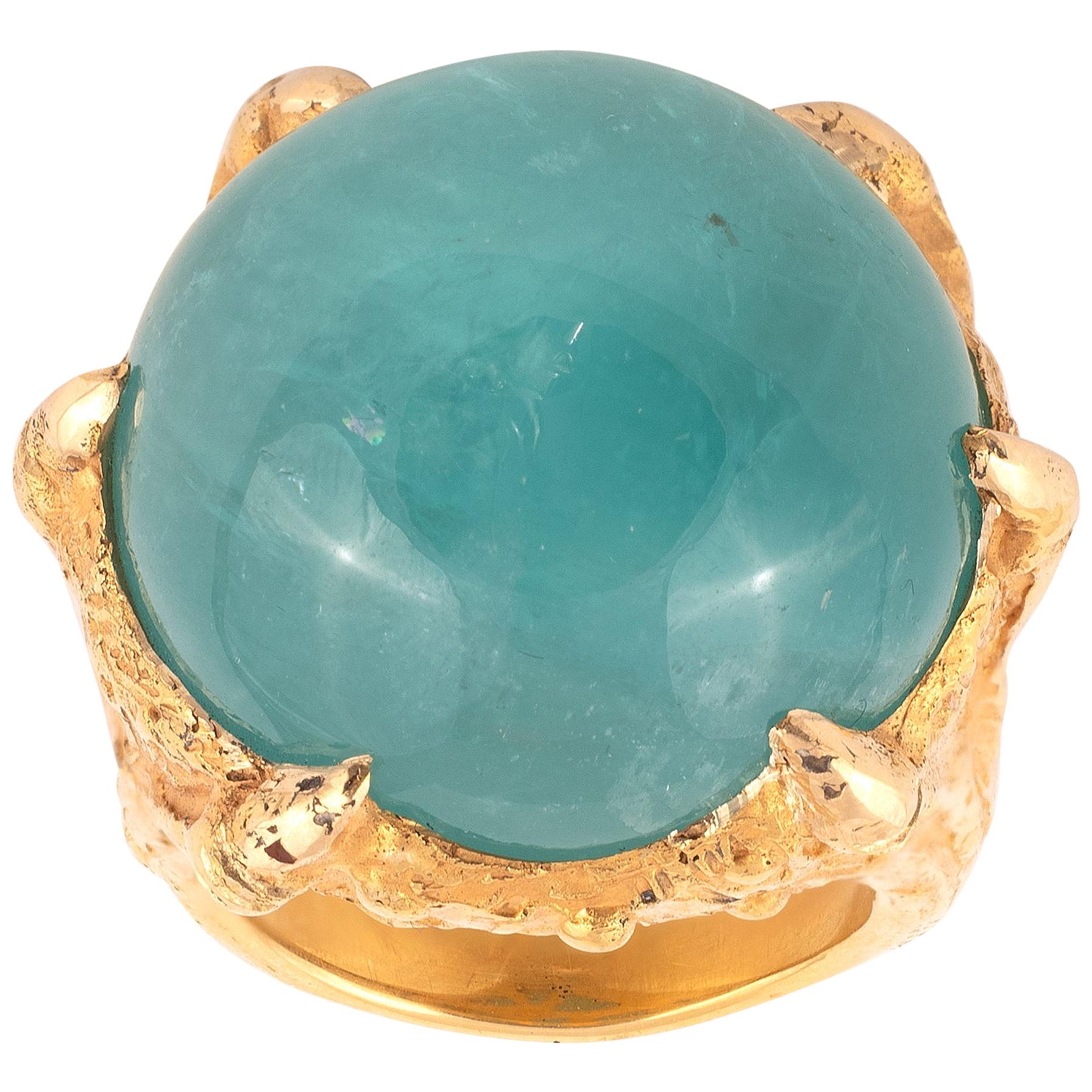 Jugendstil Smaragd Ring (Cabochon) im Angebot