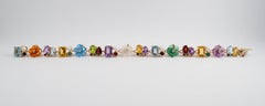 Art Nouveau Emerald Ruby Sapphire Pearl Diamond Yellow Gold Flowers Bracelet