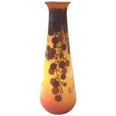 Art Nouveau Emile Galle Cameo Vase with Grapes and Vines
