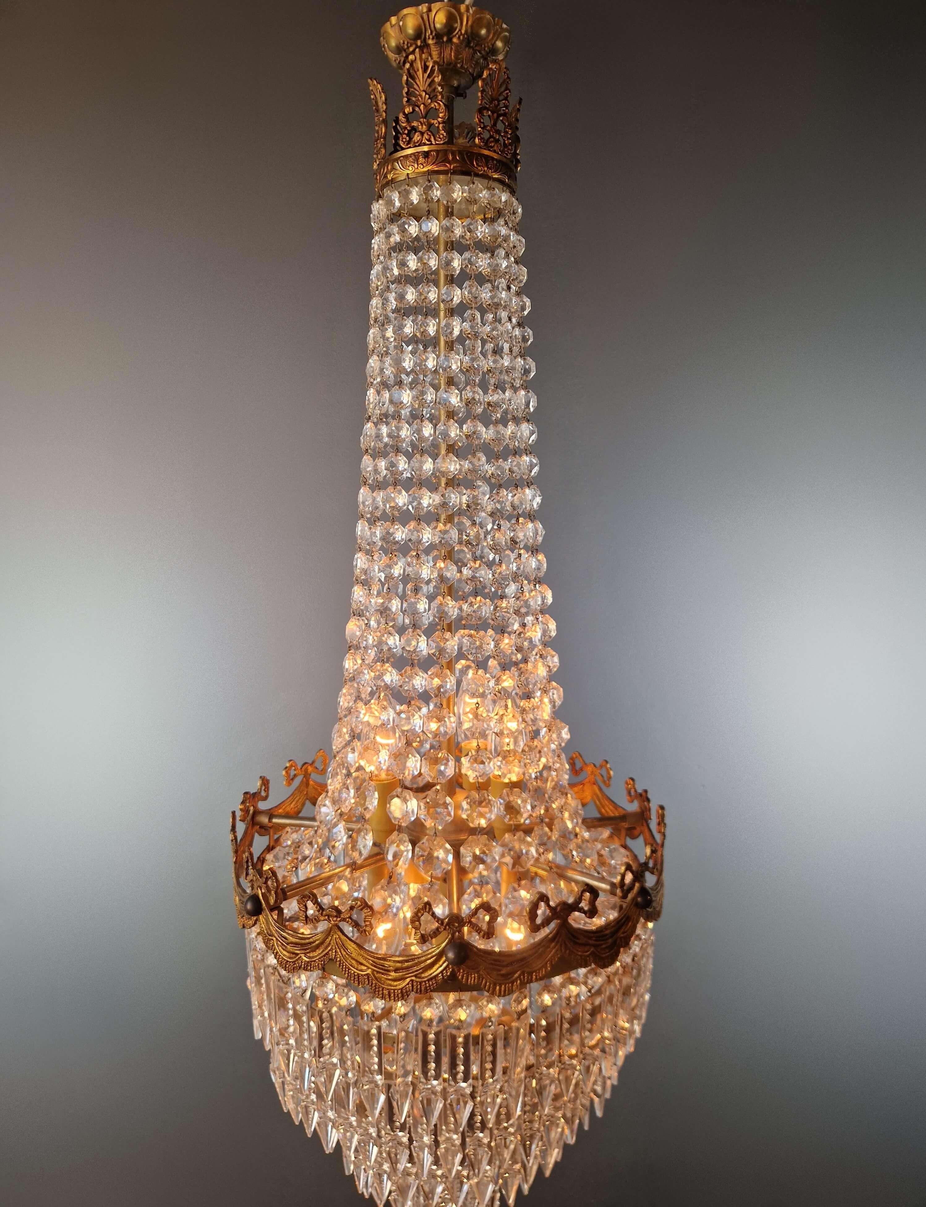 Annodato a mano Lampadario da soffitto in cristallo Art Nouveau Impero anni '30 in vendita