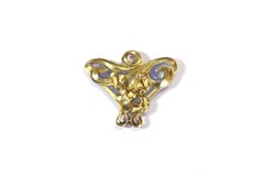 Art Nouveau Enamel Brooch in Yellow Gold 18 Karats, Plique a Jour Enamel
