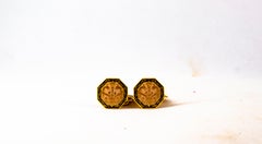 Handgefertigte Jugendstil-Manschettenknöpfe aus Gelbgold mit Emaille
