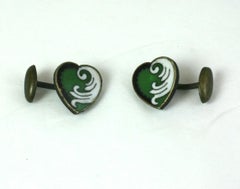 Art Nouveau Enamel Heart Cufflinks