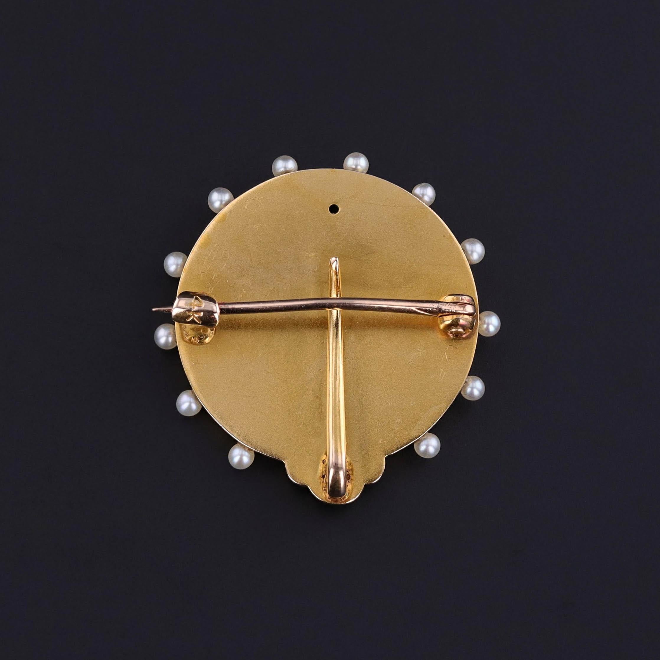 Spilla da donna in oro 14k con smalto Art Nouveau in scatola originale In condizioni buone in vendita a Lewisburg, PA