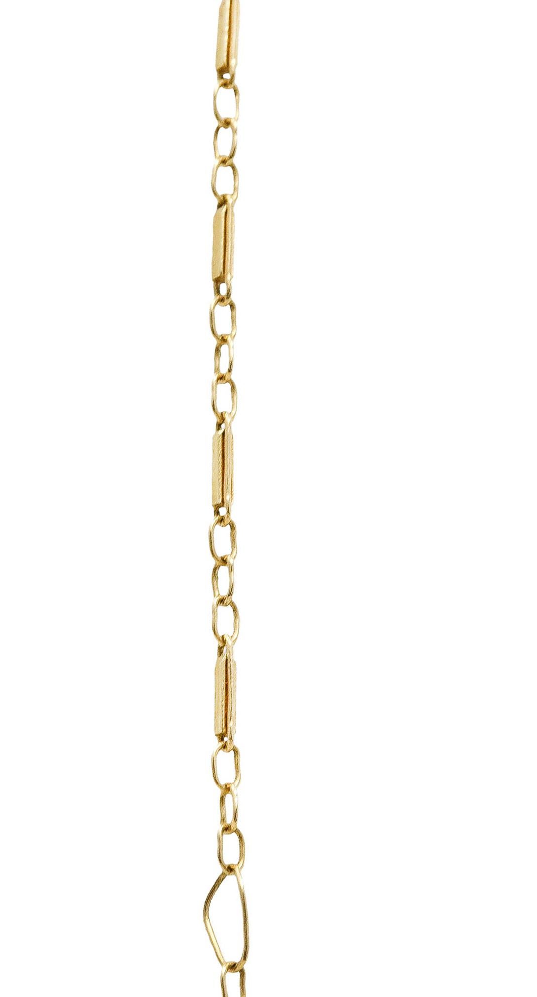 Women's or Men's Art Nouveau Enamel Pearl 14 Karat Gold Pendant Necklace