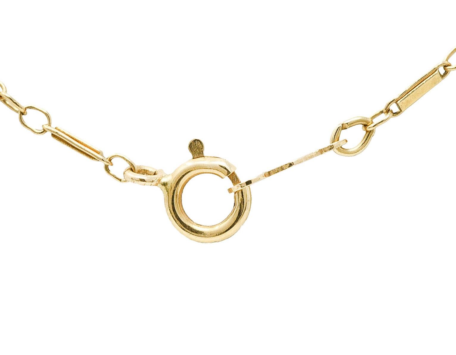 Art Nouveau Enamel Pearl 14 Karat Gold Pendant Necklace 3