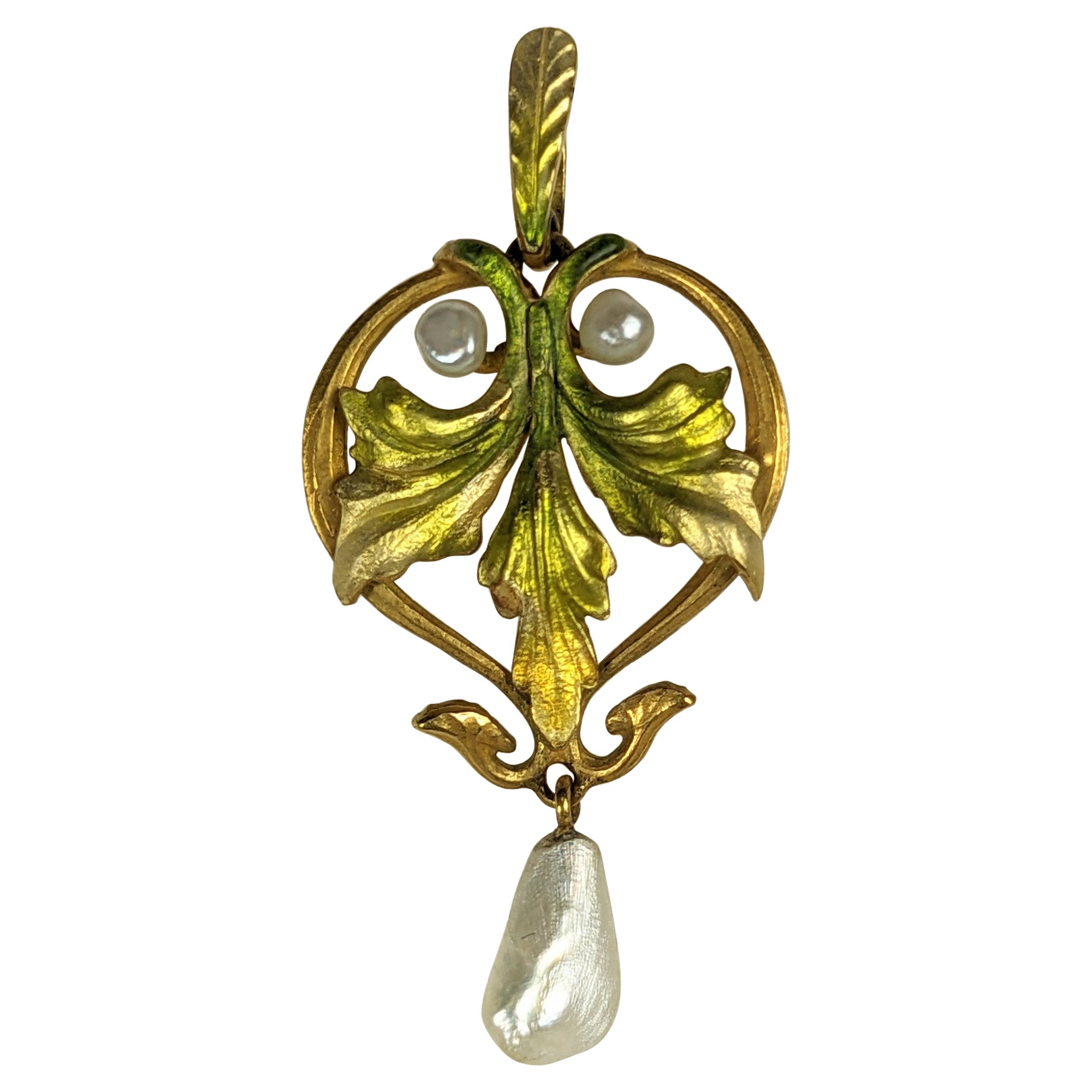 Lavalier Art Nouveau Perla Esmaltada en venta