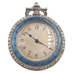 Art Nouveau Enamel, Sapphire and Diamond Pocket Watch