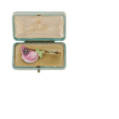 Art Nouveau Enamel Sweet Pea Brooch with Fly