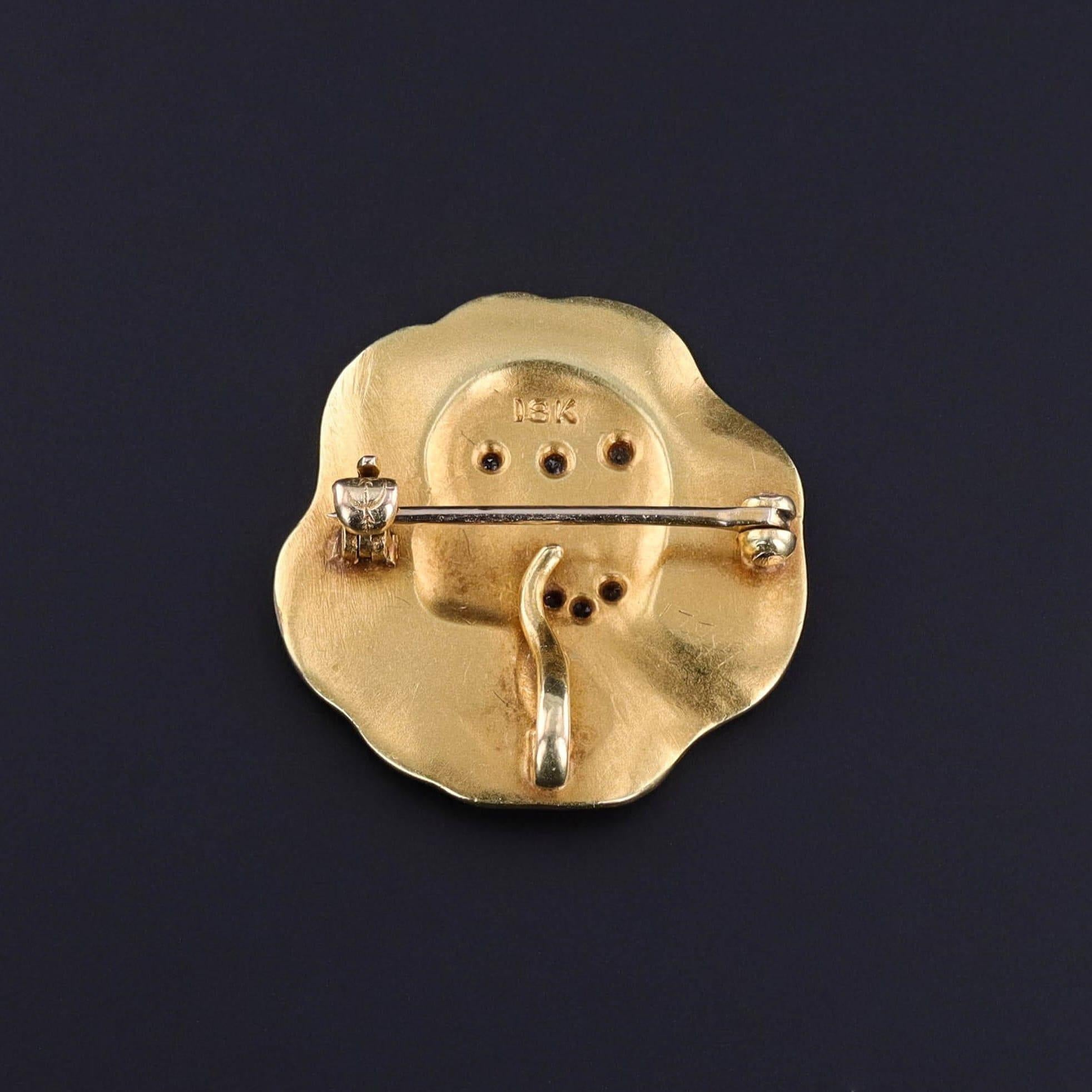Art nouveau Art Nouveau Broche Femme en émail Or 18k en vente