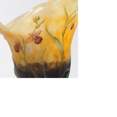 Vaso in vetro smaltato e acidato Daum Nancy "Fleurs et Abeilles