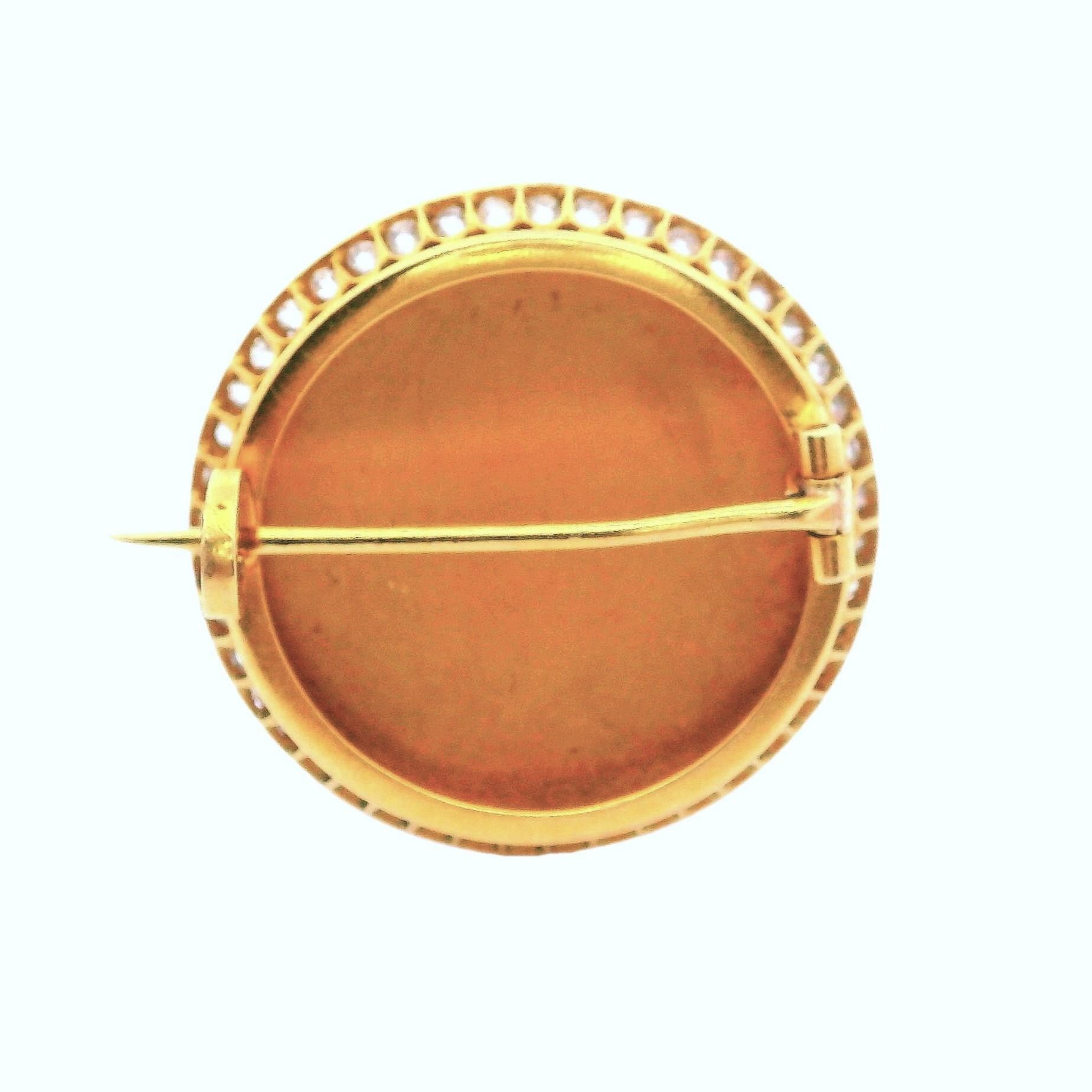 Art nouveau Broche Art Nouveau émaillée en or 18k avec diamants en vente