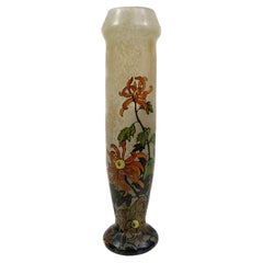 Vintage  Art Nouveau enameled Flower Vase Signed "Legras" 