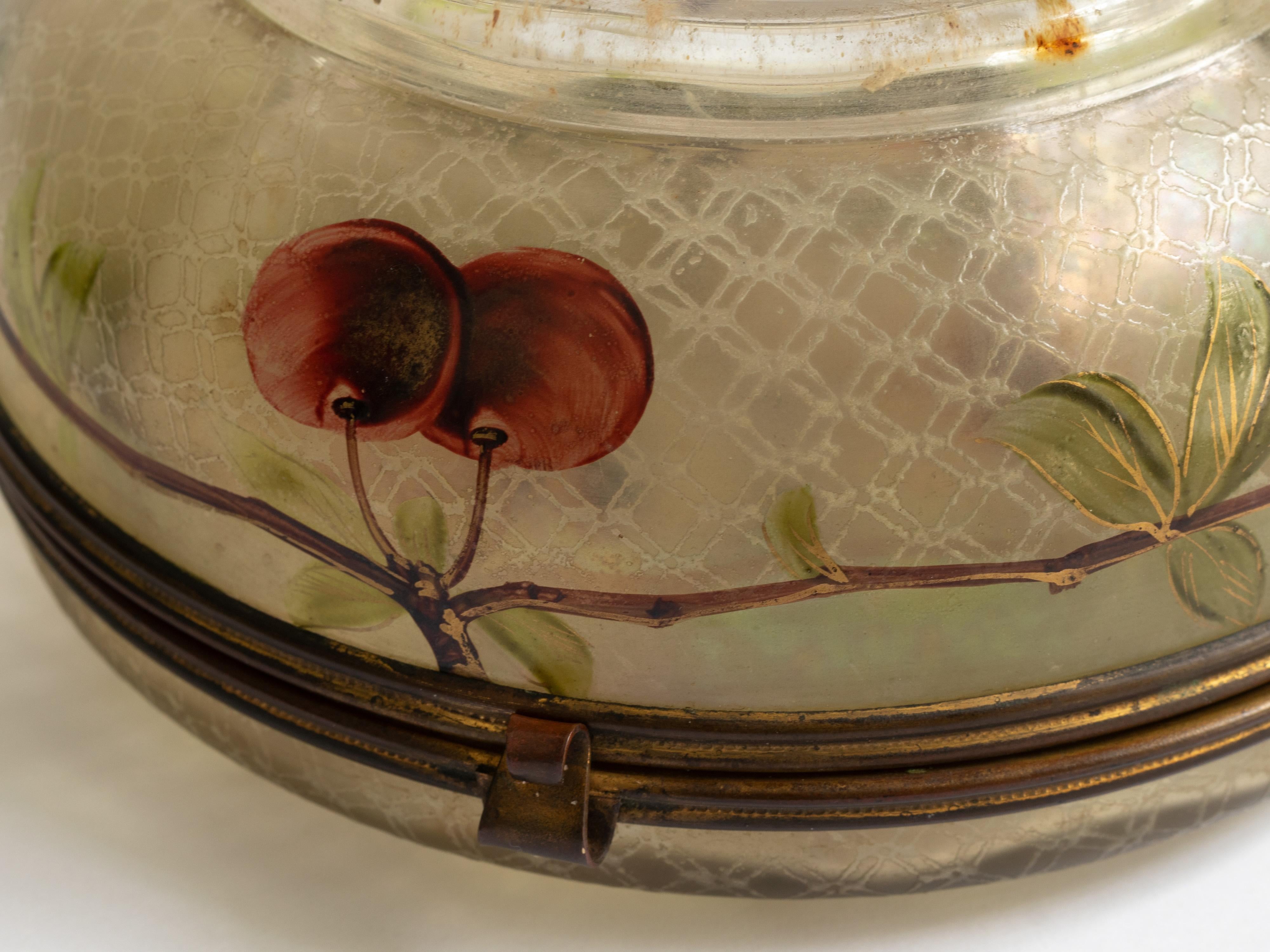 Boîte à bijoux Art Nouveau en verre émaillé, années 1900 en vente 6