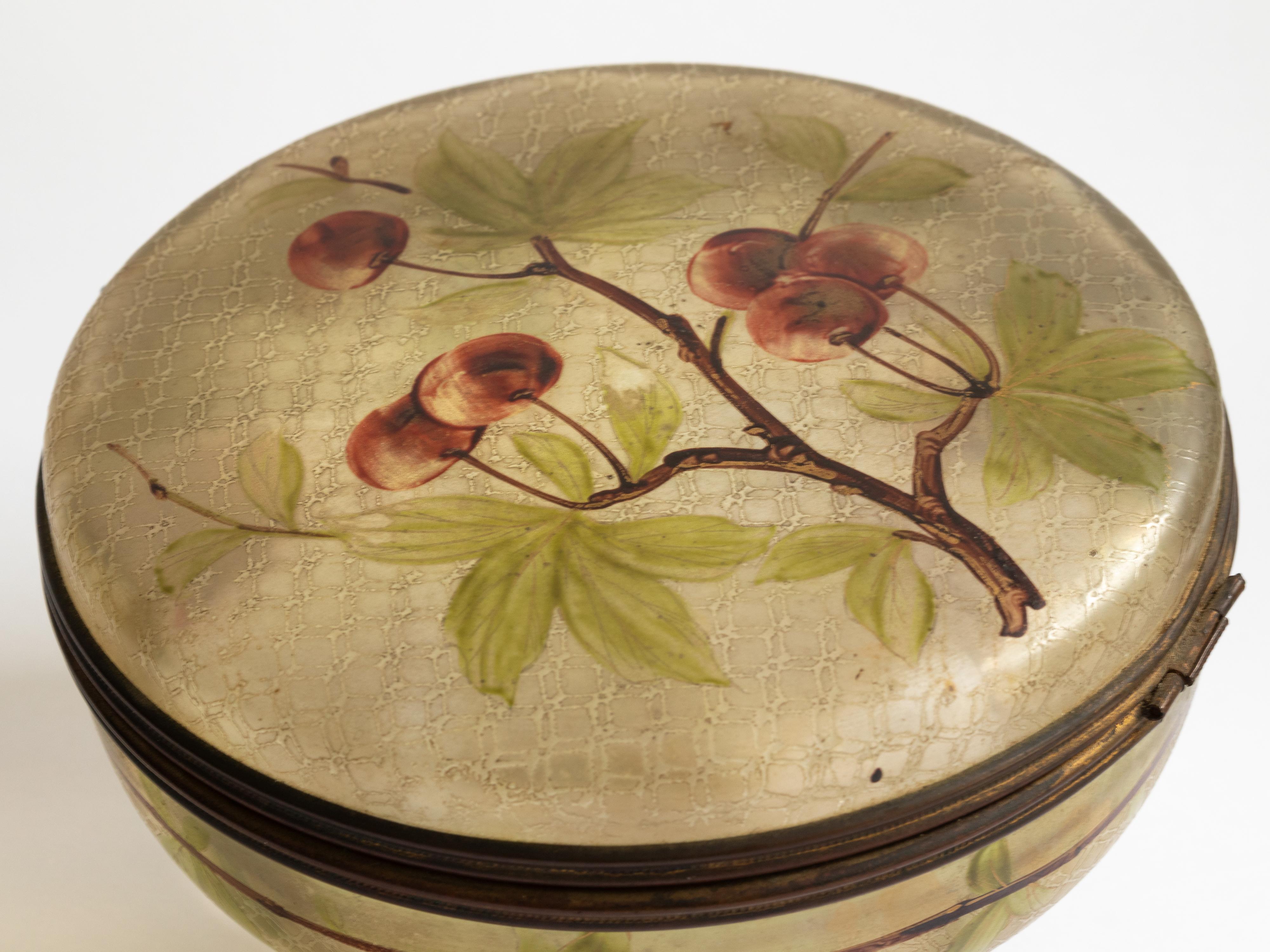 Boîte à bijoux Art Nouveau en verre émaillé, années 1900 en vente 7