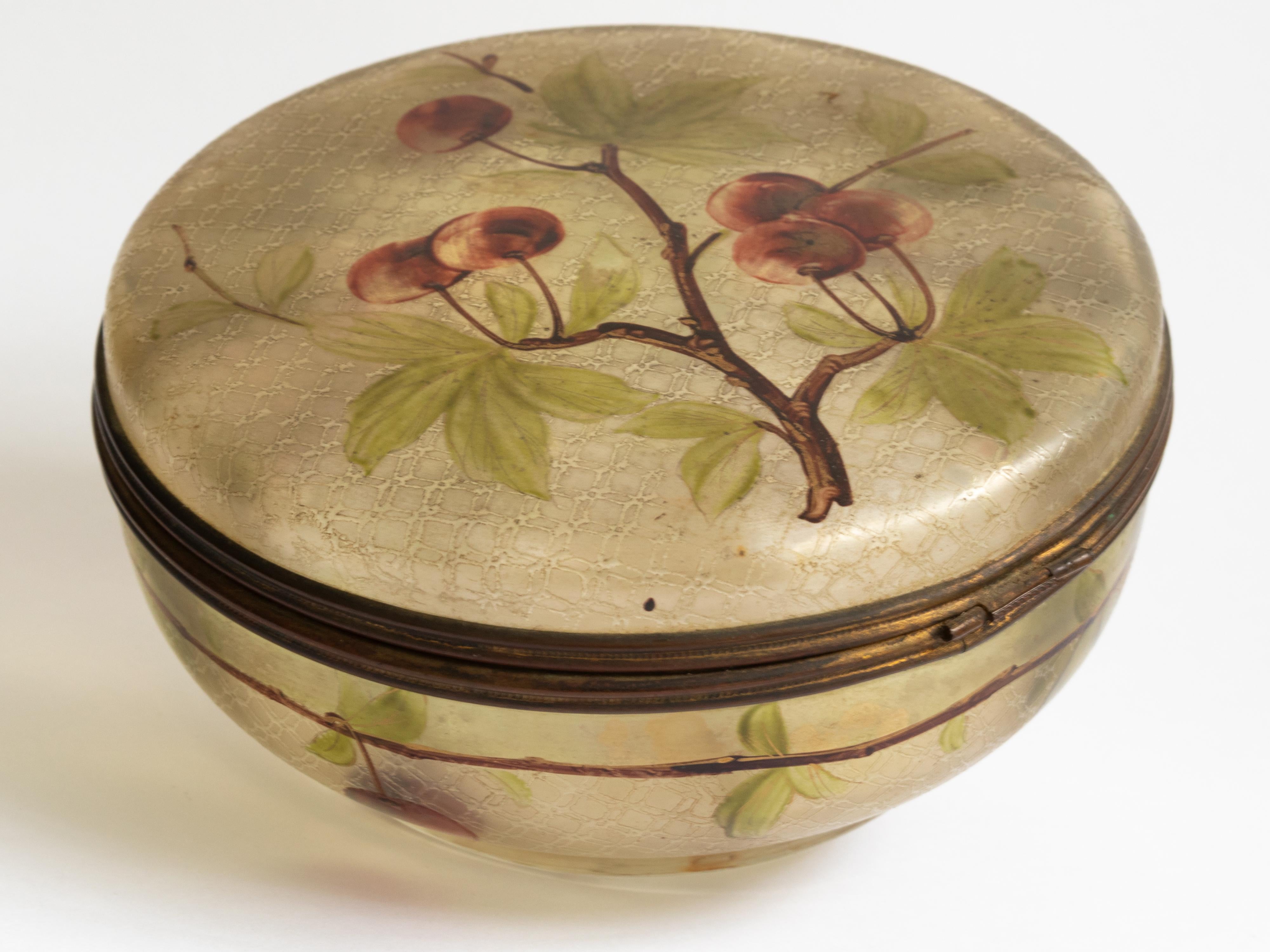 Boîte à bijoux Art Nouveau en verre émaillé, années 1900 en vente 8