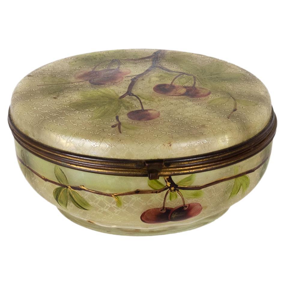 Art Nouveau Enameled Glass Jewelry Box, 1900s