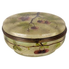 Art Nouveau Enameled Glass Jewelry Box, 1900s