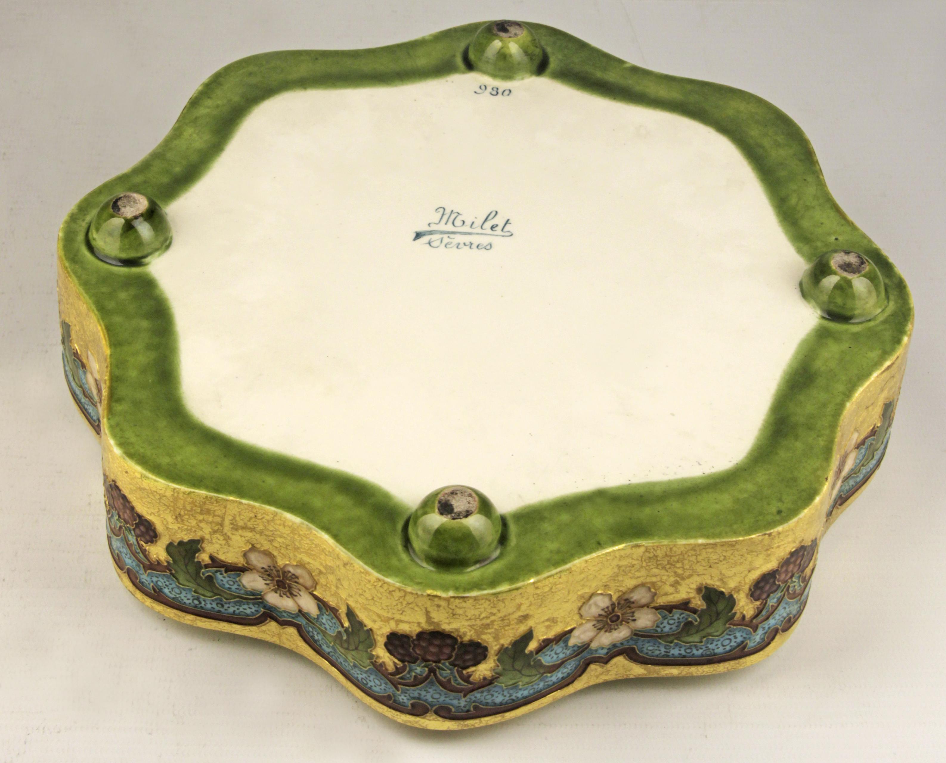 Art Nouveau Enameled Sèvres Porcelain Bowl and Lid by French Ceramist Paul Milet 1