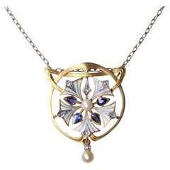 Art Nouveau Enamels & Sapphires Necklace