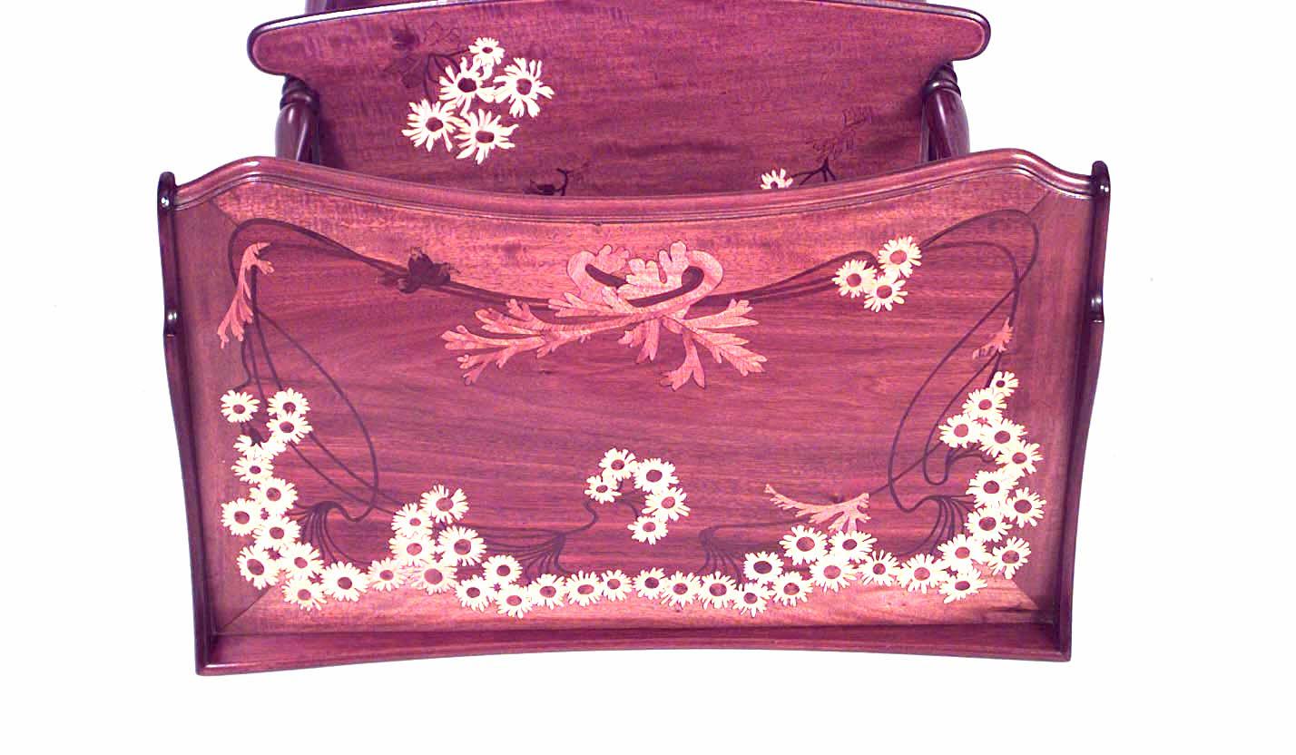 Louis Majorelle French Art Nouveau Mahogany Floral End Table In Good Condition For Sale In New York, NY