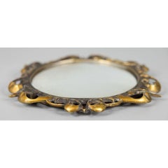 Convex-Spiegel aus englischem Messing im Jugendstil, um 1930